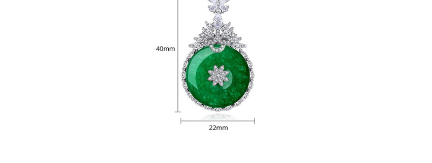 Fashion Platinum Copper-inlaid Zircon Chrysoprase Geometric Flower Necklace,Necklaces
