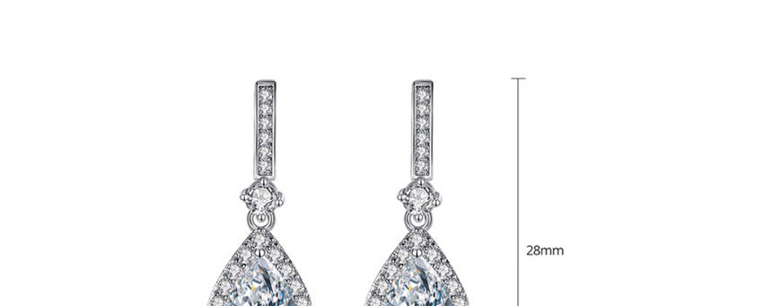 Fashion Platinum Copper Drop Zircon Geometric Drop Earrings,Earrings