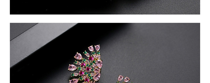 Fashion Color Copper Inlaid Zircon Geometric Fan Earrings,Earrings