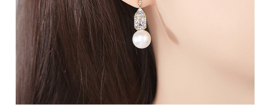 Fashion 18k Pearl And Copper Zircon Stud Earrings,Earrings
