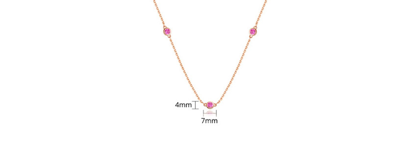 Fashion Red Copper-set Zircon Geometric Necklace,Necklaces
