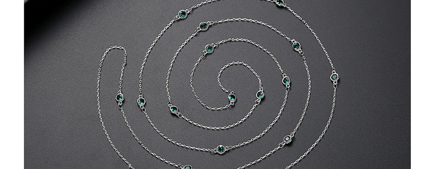 Fashion Green Copper-set Zircon Geometric Necklace,Necklaces