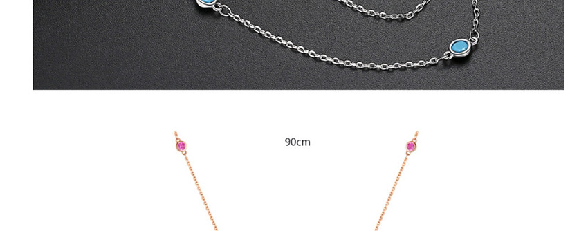 Fashion Red Copper-set Zircon Geometric Necklace,Necklaces