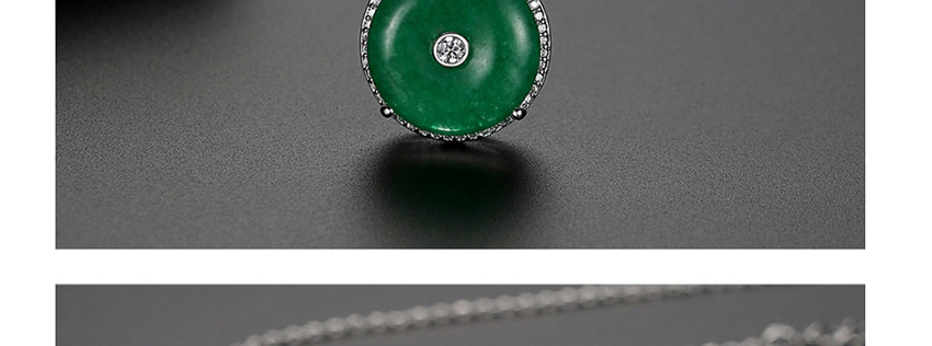 Fashion Platinum Copper And Zircon Chrysoprase Geometric Necklace,Necklaces
