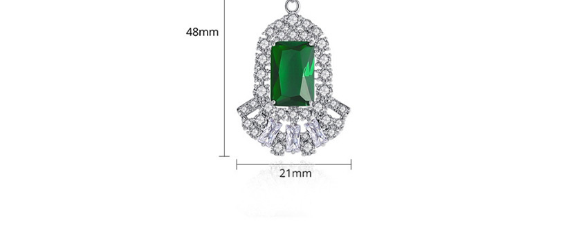 Fashion Green Copper-inlaid Zircon Crystal Square Earrings,Earrings