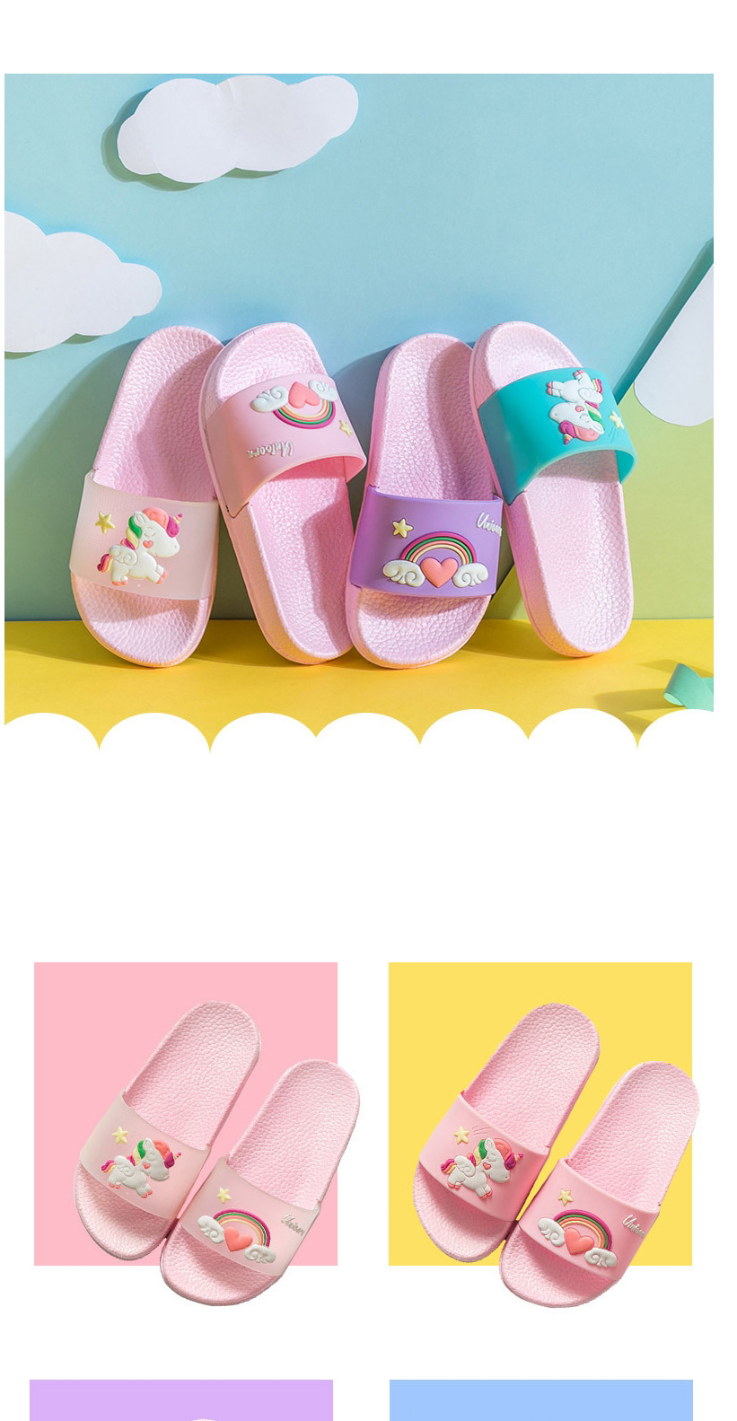Fashion Pink Unicorn Slippers Rainbow Unicorn Children S Sandals And Slippers,Slippers