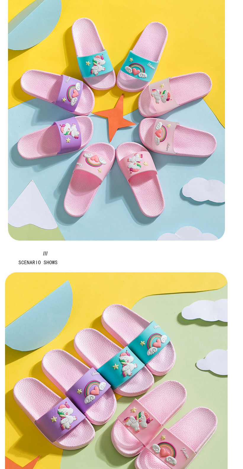 Fashion Blue Unicorn Slippers Rainbow Unicorn Children S Sandals And Slippers,Slippers