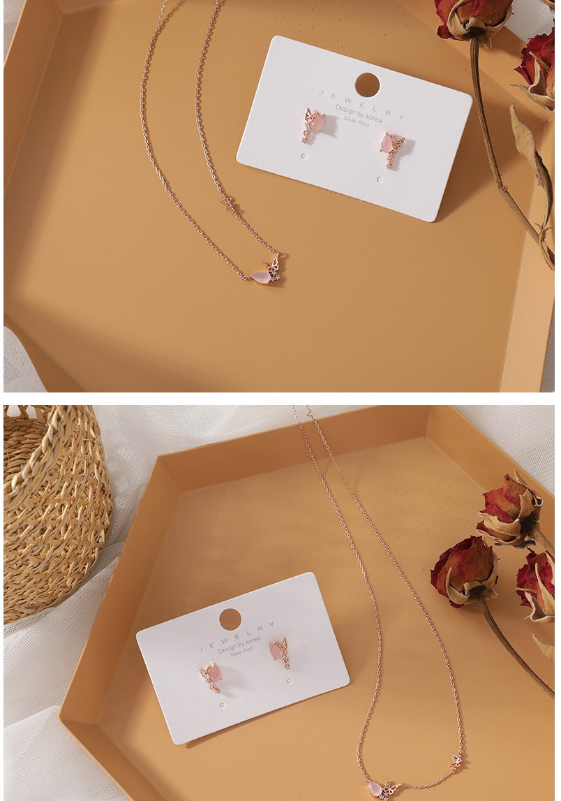 Fashion Necklace Jade Micro Zircon Butterfly Earring Ring Necklace,Necklaces