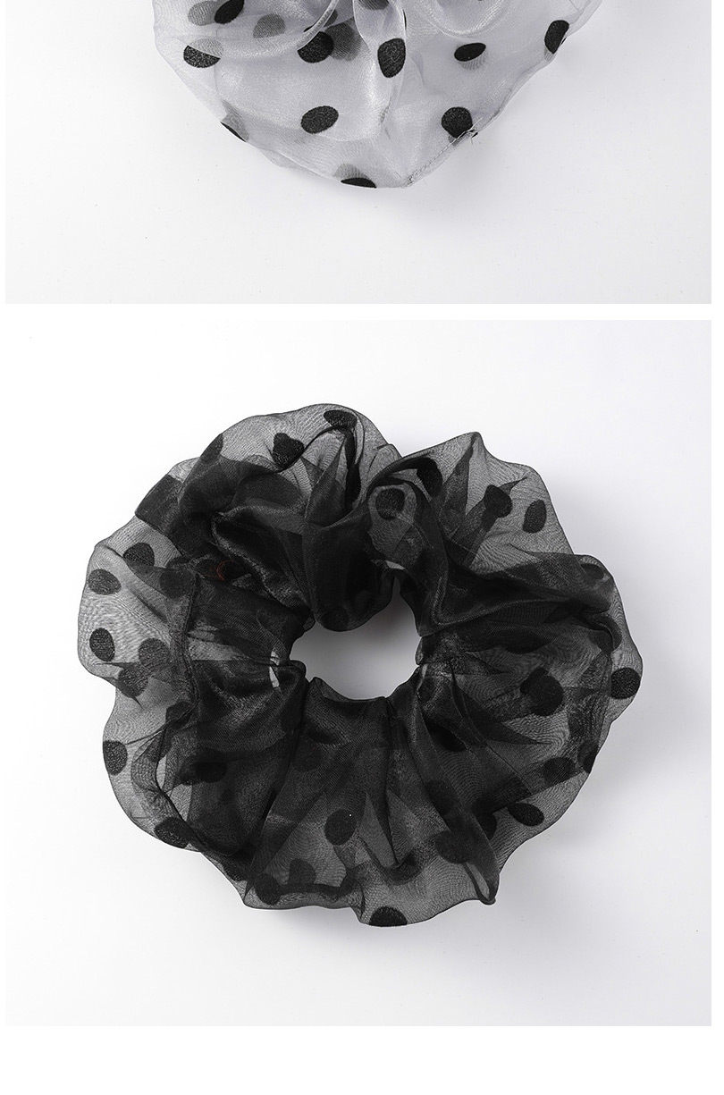 Fashion Black Polka Dot Printed Mesh Intestinal Loop Hair Rope,Hair Ring