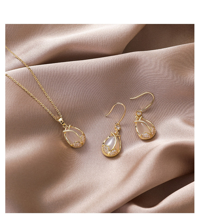 Fashion Necklace Micro-set Zircon Water Drop Alloy Earring Necklace,Chains