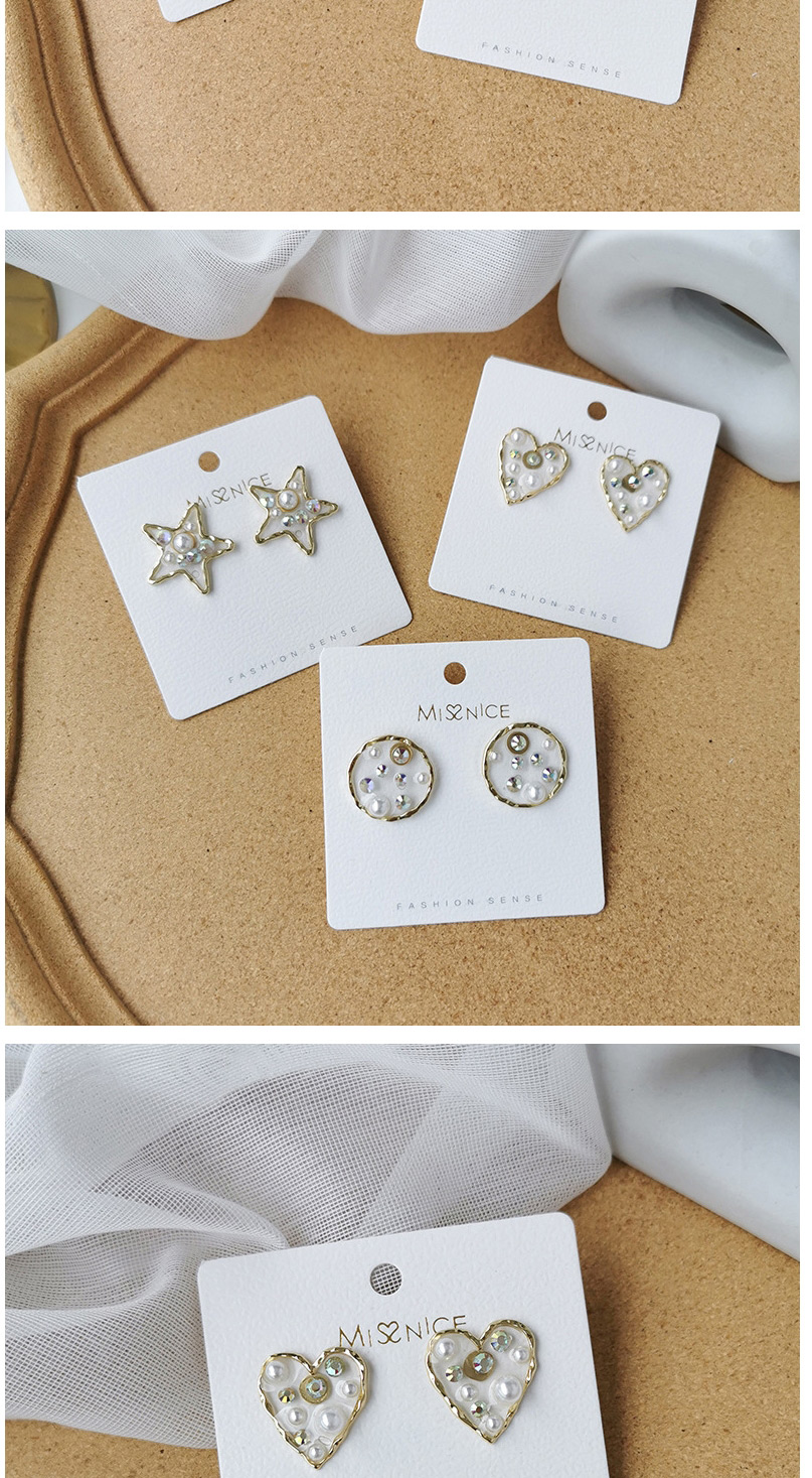 Fashion Love Section Transparent Resin Pearl Love Round Five-pointed Star Earrings,Stud Earrings