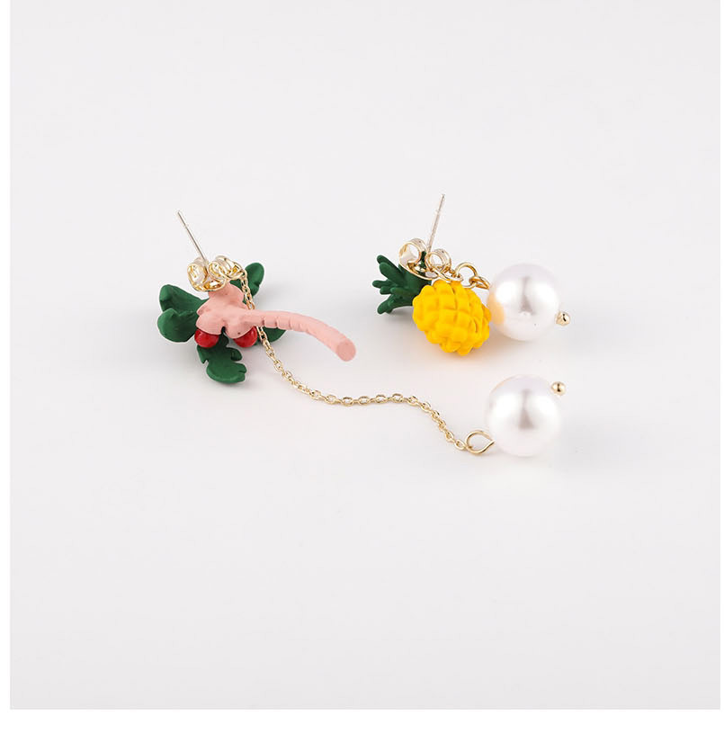 Fashion Color Mixing Coconut Fruit Asymmetrical Pineapple Pearl Earrings,Drop Earrings