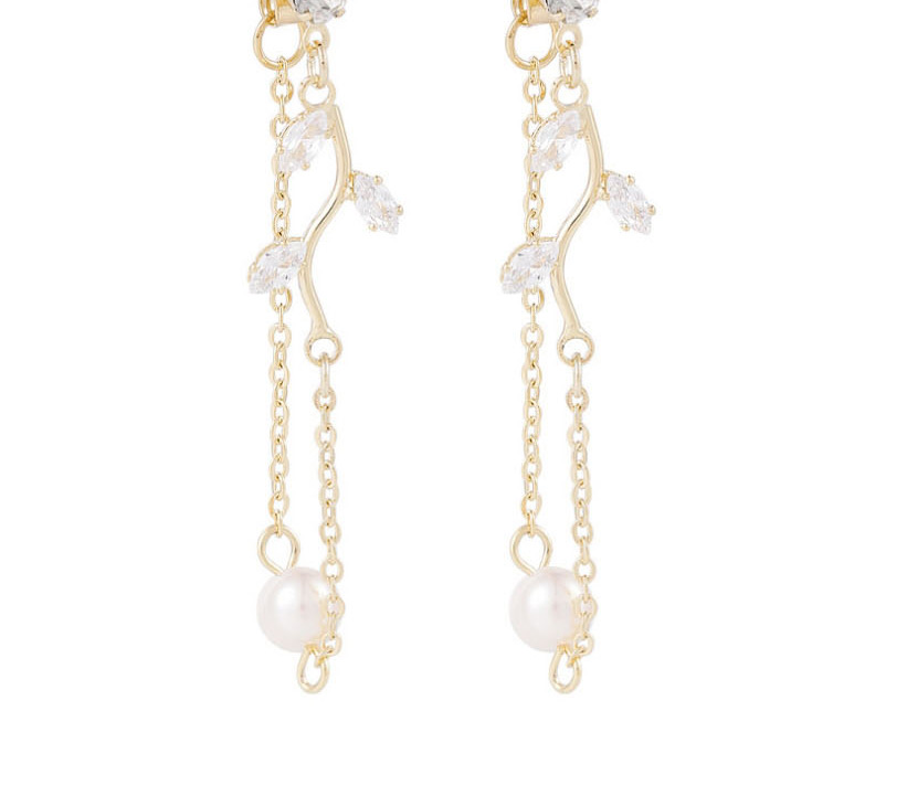 Fashion Golden Tassel Decorated Diamond Earrings,Drop Earrings