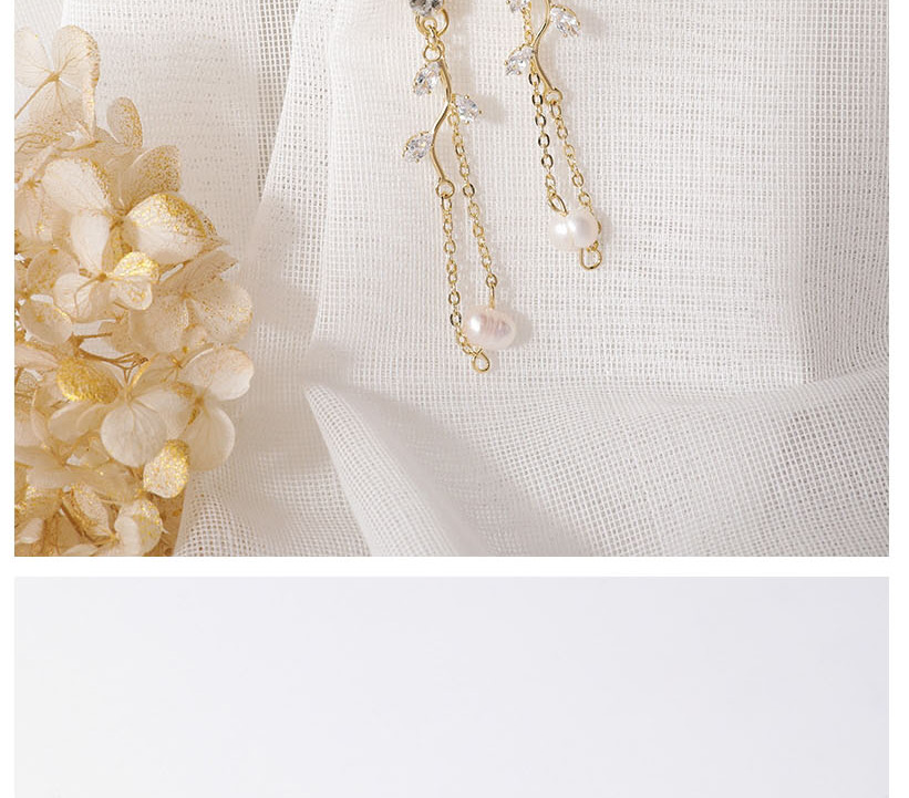 Fashion Golden Tassel Decorated Diamond Earrings,Drop Earrings