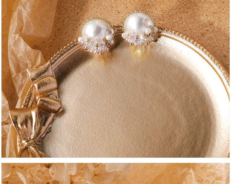 Fashion White Mother-of-pearl Micro-set Zircon Flower Earrings,Stud Earrings