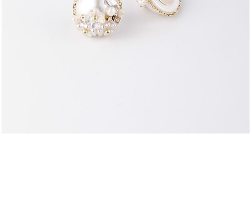 Fashion White Mother-of-pearl Micro-set Zircon Flower Earrings,Stud Earrings