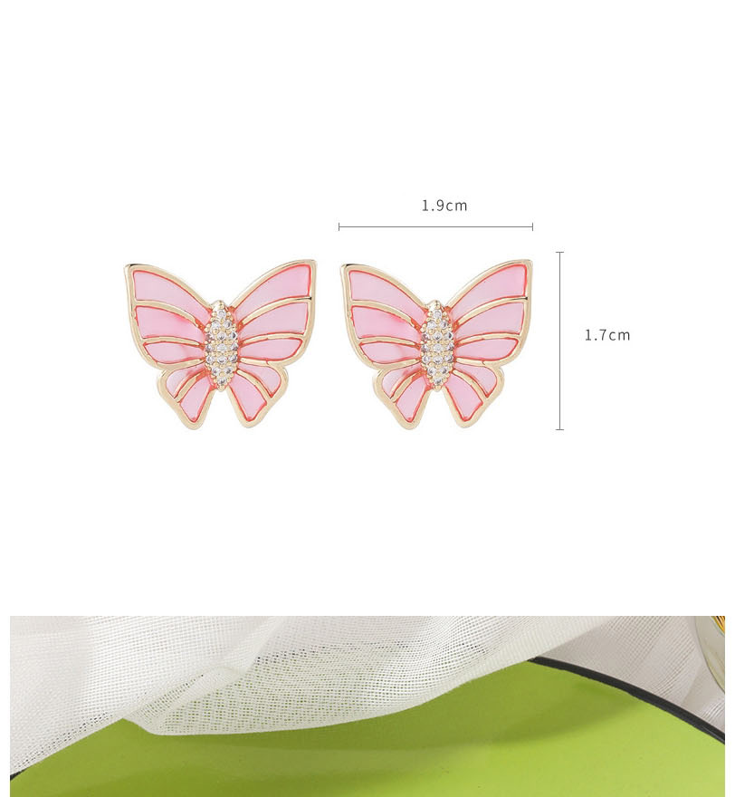Fashion Yellow Micro-set Zircon Butterfly Alloy Earrings,Stud Earrings