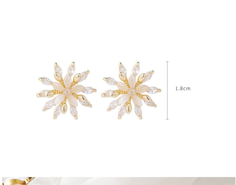 Fashion Golden Opal Multilayer Flower Zircon Alloy Earrings,Stud Earrings