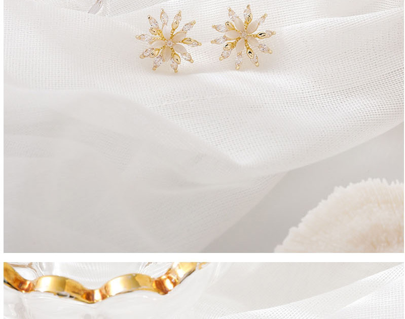 Fashion Golden Opal Multilayer Flower Zircon Alloy Earrings,Stud Earrings