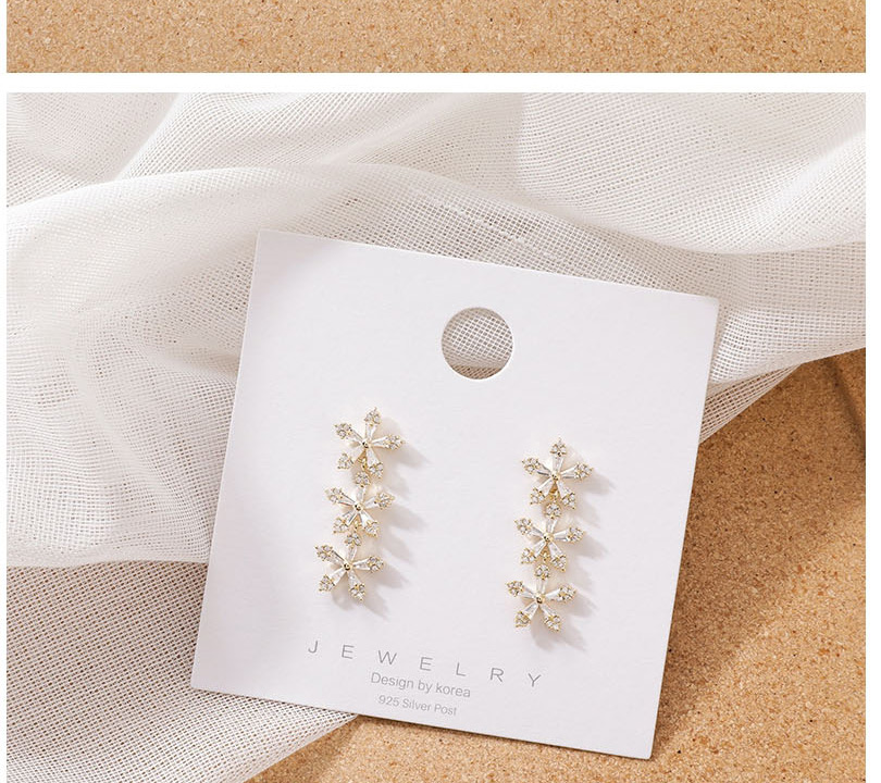 Fashion White Micro-set Zircon Flower Alloy Earrings,Stud Earrings