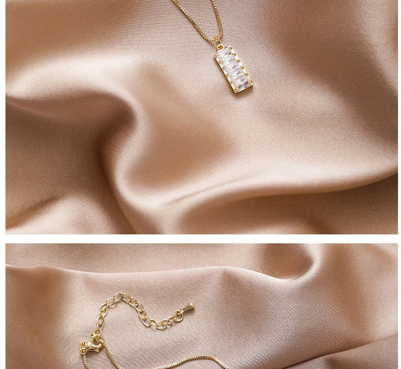 Fashion Golden Zircon Rectangular Alloy Necklace,Swimwear Plus Size