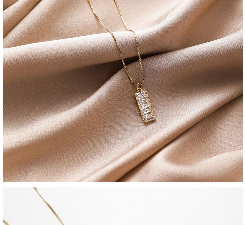 Fashion Golden Zircon Rectangular Alloy Necklace,Swimwear Plus Size