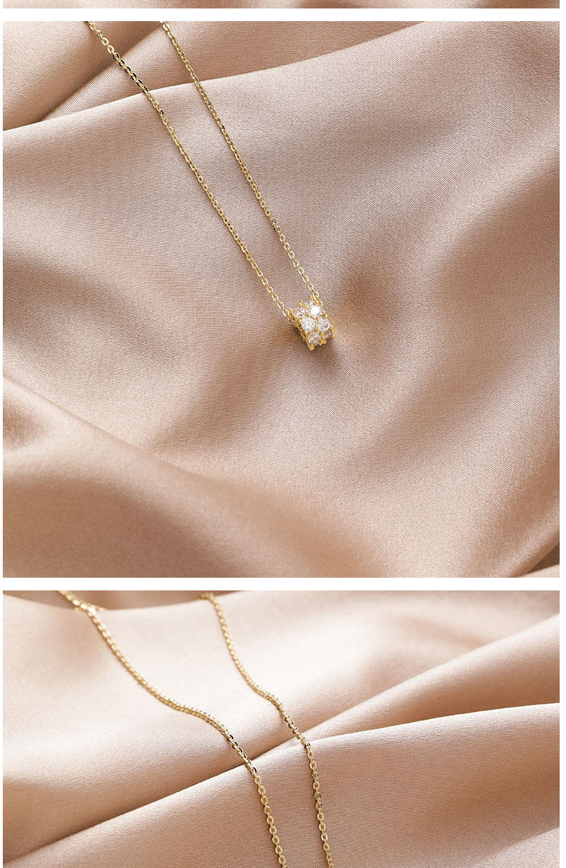 Fashion Champagne Gold Copper-inlaid Zircon Geometric Cylindrical Necklace,Necklaces