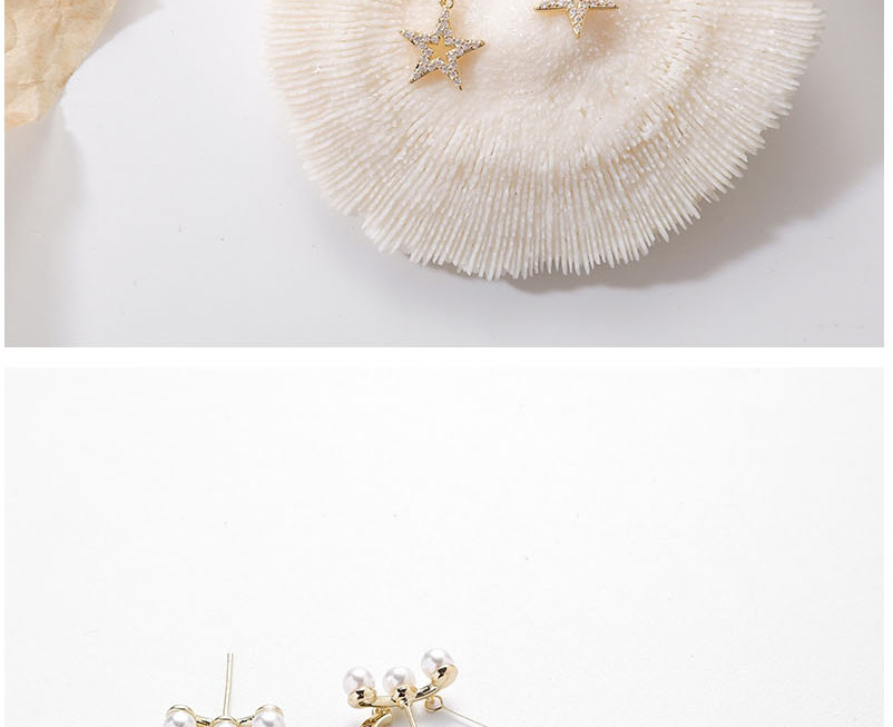 Fashion Golden Micro-set Zircon Star Moon Pearl Earrings,Drop Earrings
