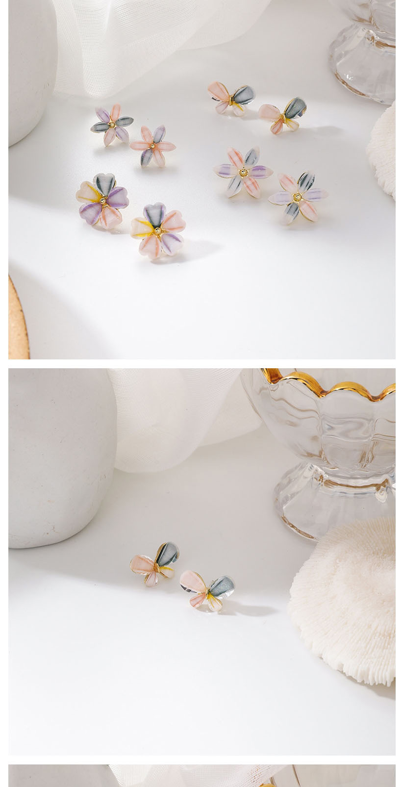 Fashion Six-petal Flower (small) Artificial Crystal Flower Alloy Earrings,Stud Earrings