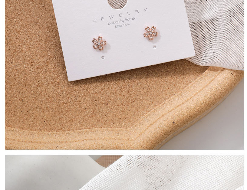 Fashion Rose Gold Micro-set Zircon Flower Alloy Earrings,Stud Earrings