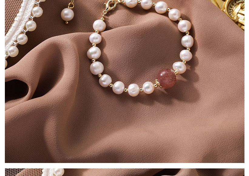Fashion White Natural Pearl Bracelet Strawberry Crystal Alloy Bracelet,Fashion Bracelets