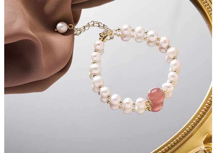 Fashion White Natural Pearl Bracelet Strawberry Crystal Alloy Bracelet,Fashion Bracelets