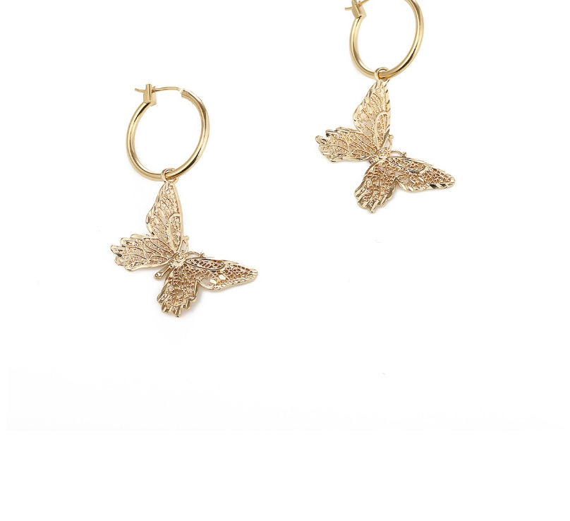 Fashion Golden Hollow Butterfly Alloy Geometric Earrings,Drop Earrings