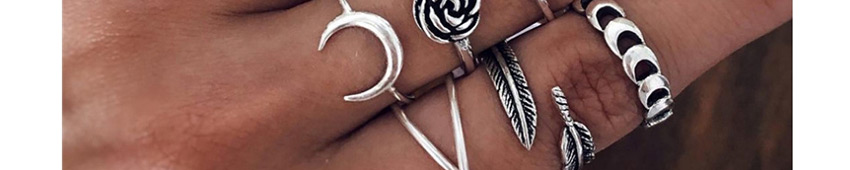 Fashion Silver Geometrical Alloy Flower Crown Leaf Cross Triangle Love Ring 10 Piece Set,Fashion Rings