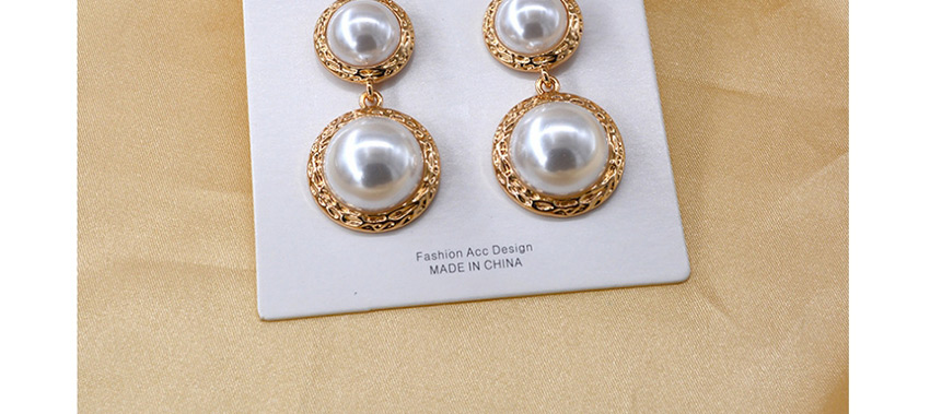 Fashion Golden Round Pearl Alloy Earrings,Drop Earrings