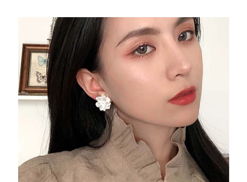 Fashion White Camellia Soft Earrings,Stud Earrings