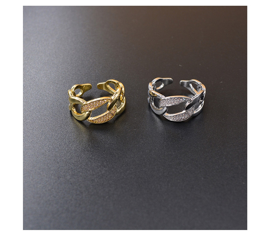 Fashion Silver Chain Diamond Ring With Diamond Twist Open Ring,Fashion Rings