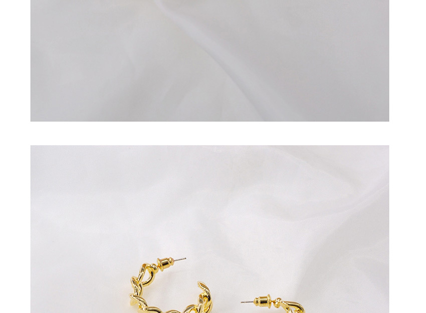 Fashion Golden Metal Chain Hollow Alloy Geometric C-shaped Earrings,Hoop Earrings