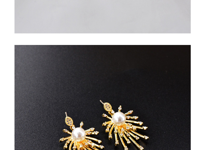 Fashion Golden Firework Pearl Micro-set Zircon Alloy Earrings,Drop Earrings
