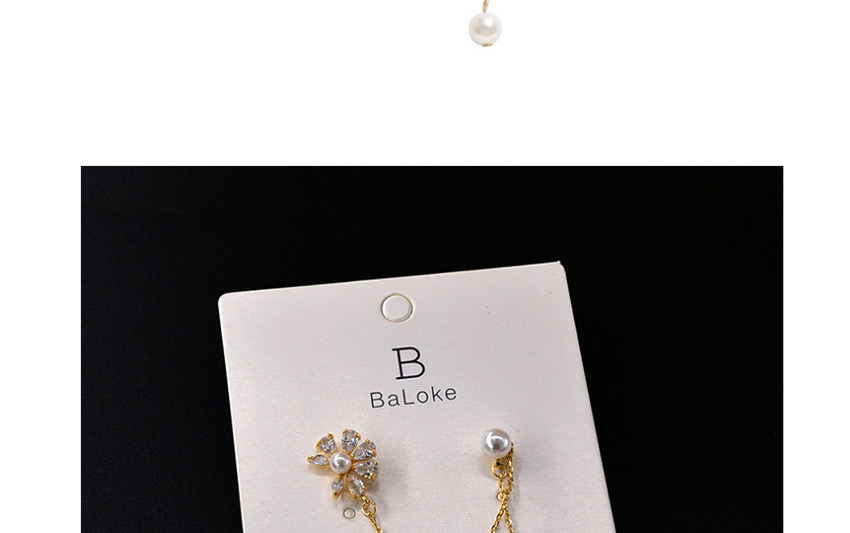 Fashion Golden Single Flower Pearl Diamond Chain Long Earrings,Drop Earrings