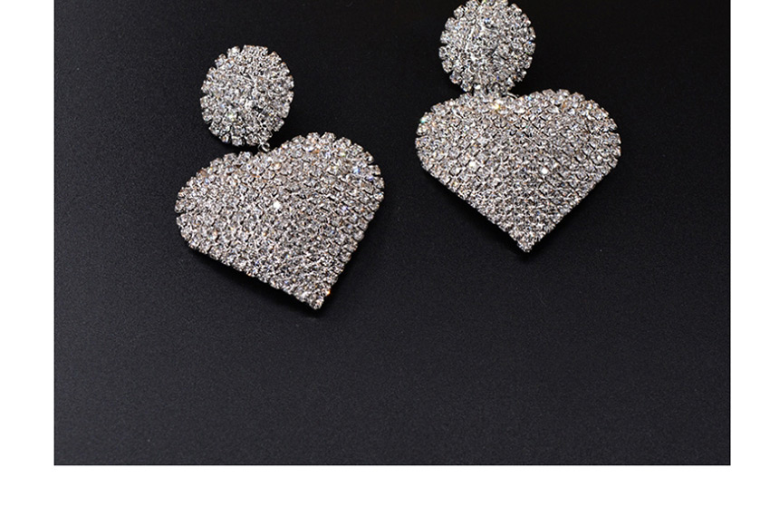 Fashion Silver Round Heart Diamond Alloy Earrings,Drop Earrings