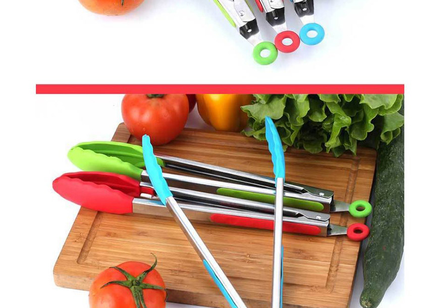 Fashion Black 12 Inch Silicone Stainless Steel Food Clip,Kitchen