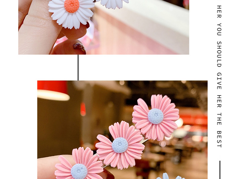 Fashion Pink + White + Yellow Little Zou Ju Hit The Color Resin Alloy Hairpin Set,Jewelry Sets