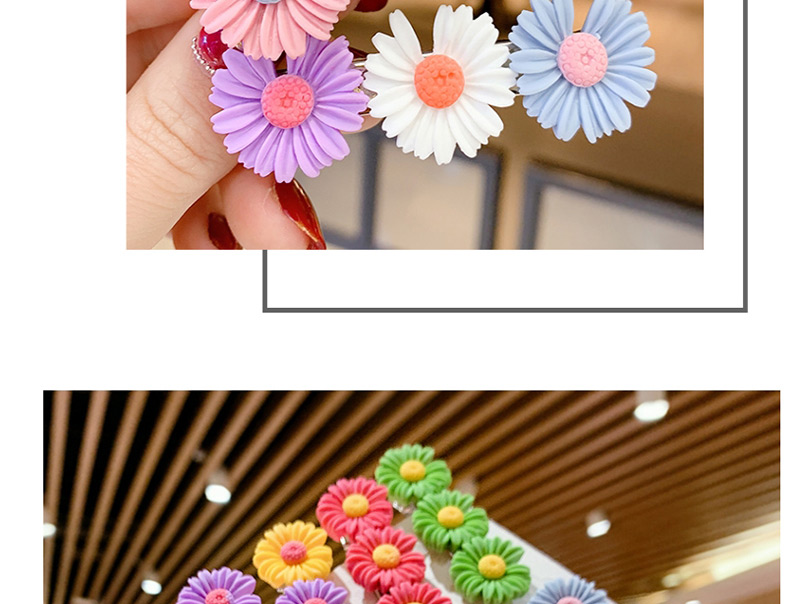 Fashion Pink + White + Yellow Little Zou Ju Hit The Color Resin Alloy Hairpin Set,Jewelry Sets
