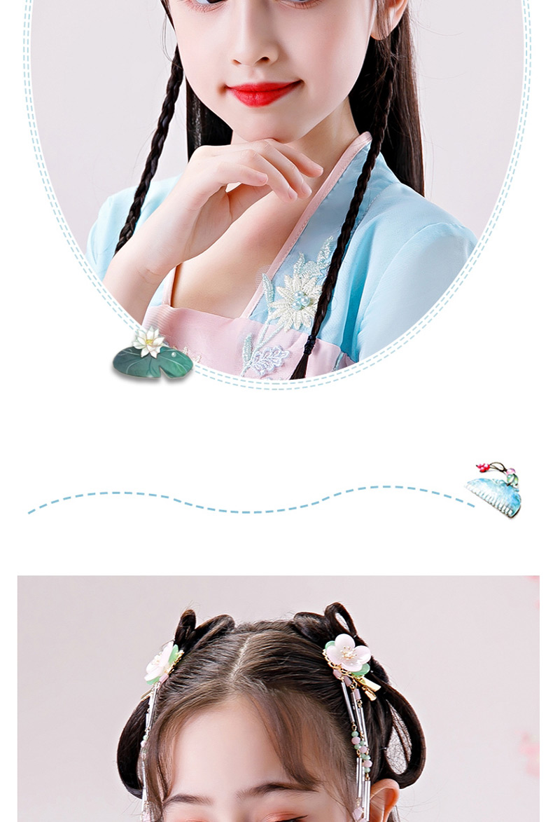 Fashion Purple Resin Flower Contrast Color Alloy Fringe Children Hair Clip Set,Kids Accessories