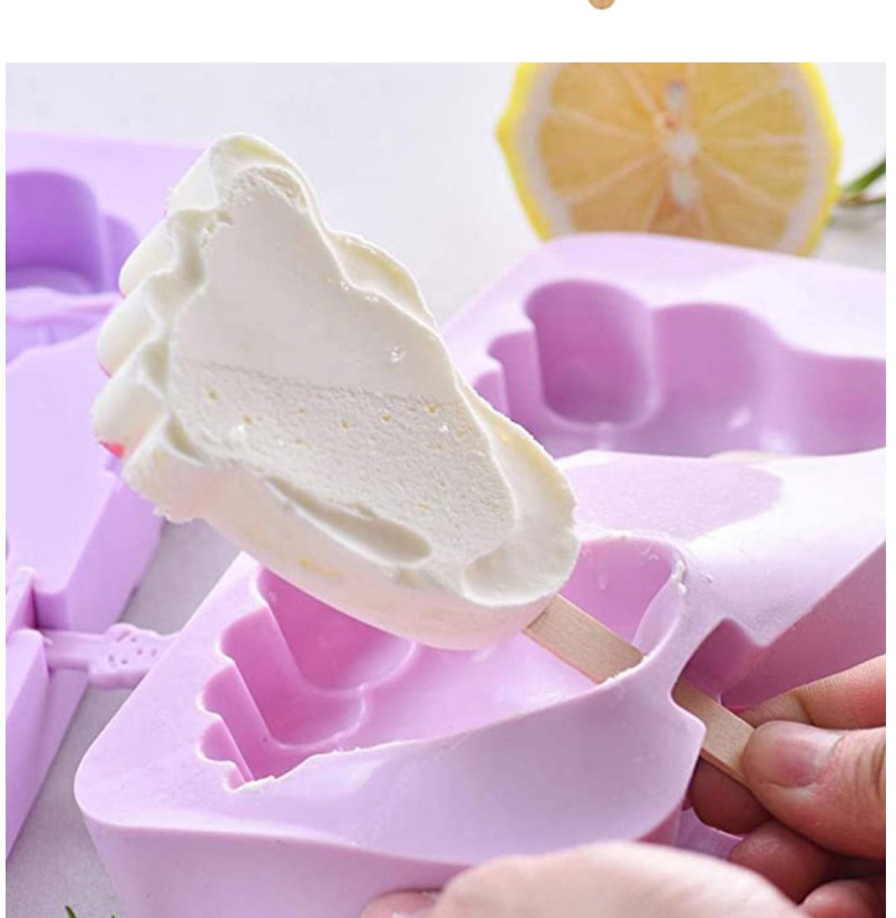 Fashion 2 With Purple Foot Prints Diy Silicone Ice Cream Mold Box,Kitchen