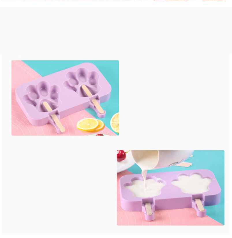 Fashion 2 With Purple Foot Prints Diy Silicone Ice Cream Mold Box,Kitchen