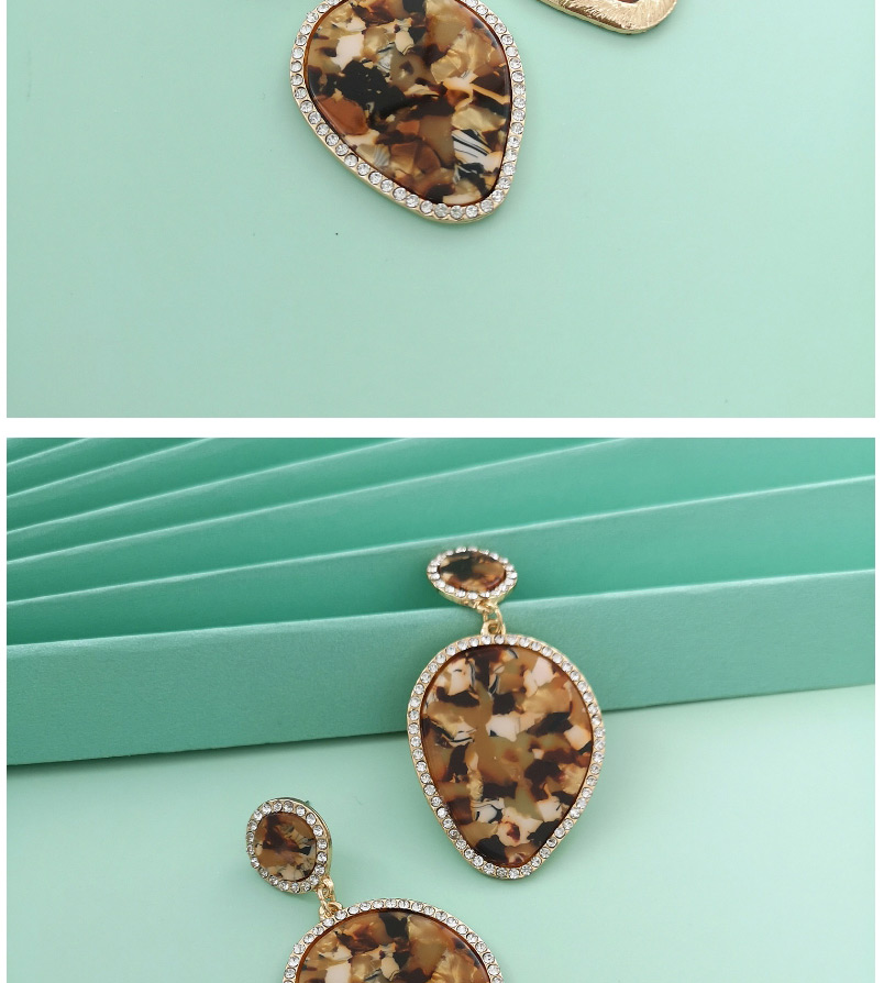 Fashion Yellow Brown Leaf-shaped Granite Grain Earrings,Drop Earrings