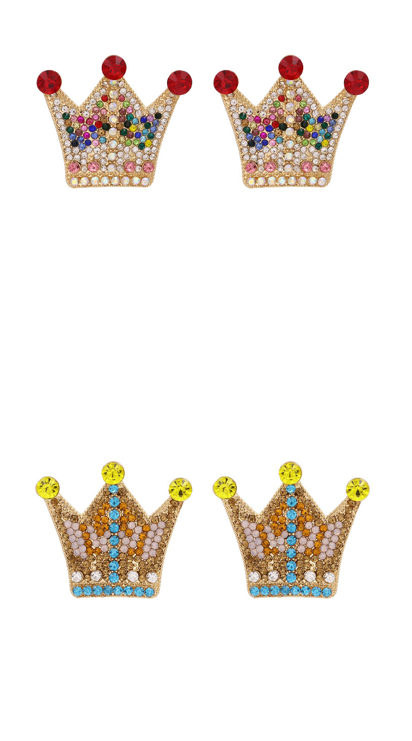 Fashion Red Crown Full Diamond Earrings,Stud Earrings