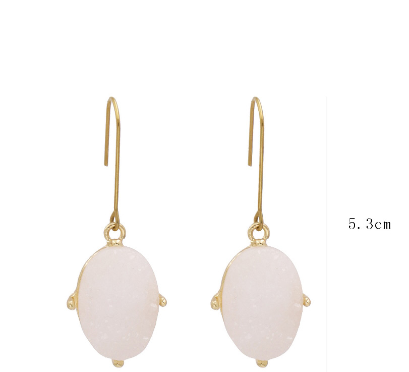 Fashion White Alloy Resin Crystal Tooth Oval Earrings,Drop Earrings